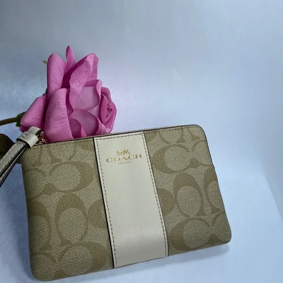 Coach Wristlet Corner Zip  In Signature Canvas - Picture 7 of 10